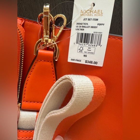 Michael Kors Xbody Leather Orange Natural beauty and soft feel! New With Tag - Picture 7 of 11